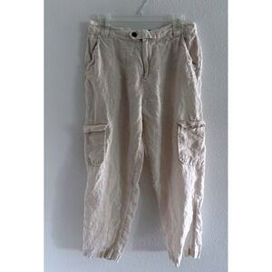 Rachel Roy Pants Womens Large Cream Linen‎ Cargo Beachy Coastal Outdoor Travel